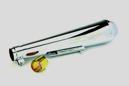 chrome mega silencer exhaust for Norton and Triton cafe racers