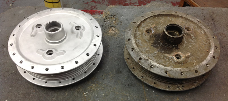 Norton wheel building, hub overhauls and polishing for cafe racers