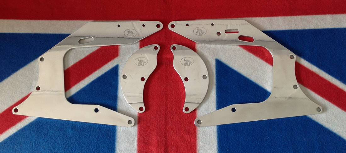 Triton polished alloy engine plates for pre unit Triumph in Norton Wideline frame