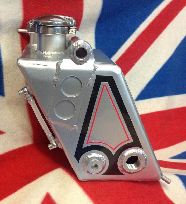 Norton Manx 30M and 40M alloy oil tank, painted manx silver and lined