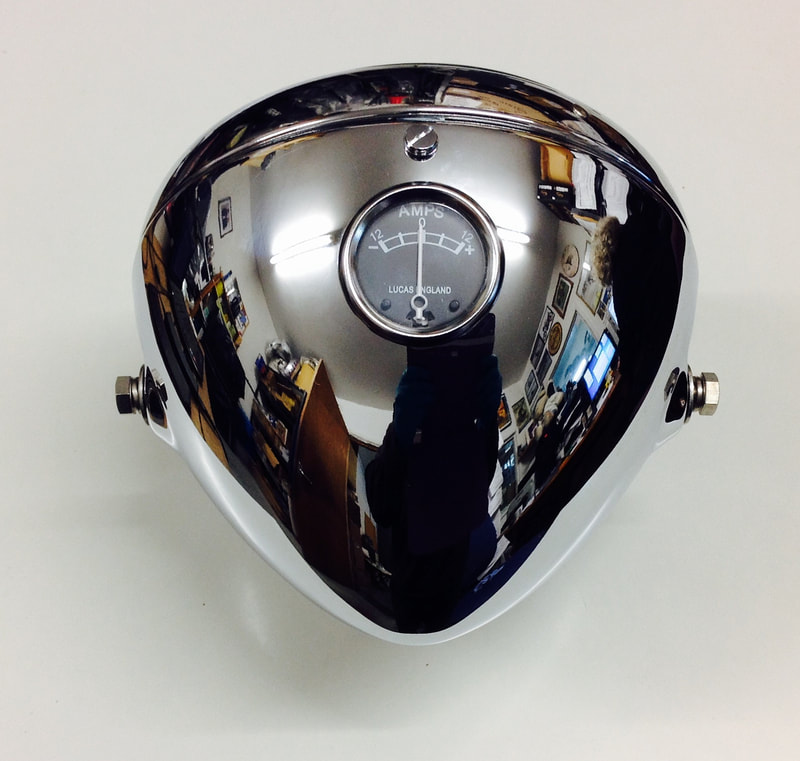 Norton & Triton cafe racer Chrome 12 Volt Lucas Headlamp with ammeter
