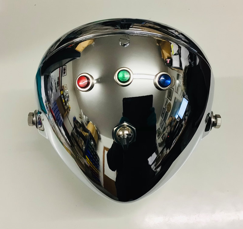 Norton & Triton cafe racer Chrome 12 Volt Lucas Headlamp with warning lights and headlamp switch